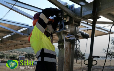 Reparación de trackers en la Planta Solar de La Nava, en Puertollano.